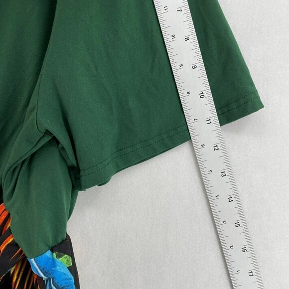 Shein Dress Sz 4XL Maxi Green Black Skirt Colorful Tropical Palm Print Stretch - Picture 5 of 11